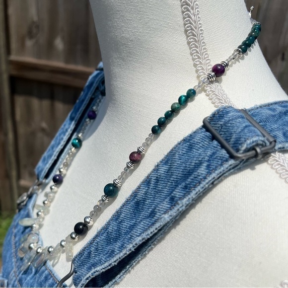 Handmade - Aura Quartz, Labradorite and Galaxy Tigers Eye Beaded Necklace - Picture 15 of 15